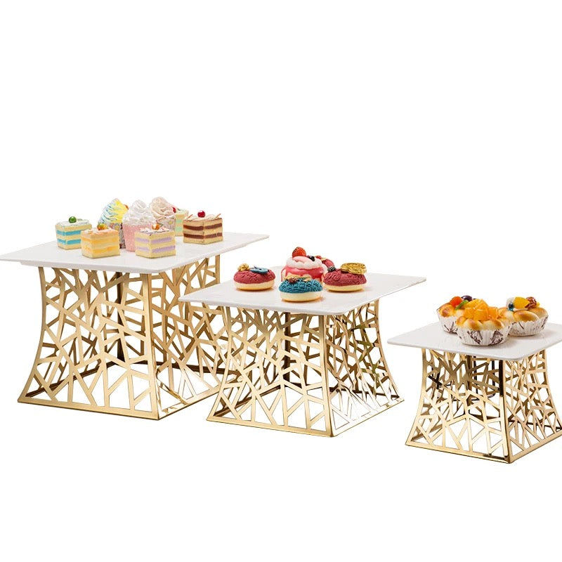 Gold Display risers with Marble Tops (set of 3)