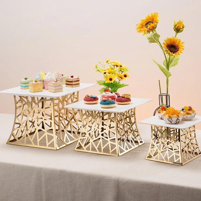 Gold Display risers with Marble Tops (set of 3)
