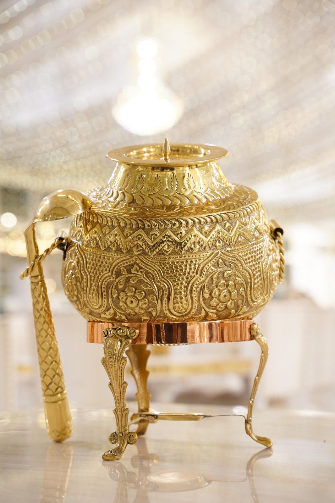 8L Pure Brass Degh* with *Brass Spoon included* Gold