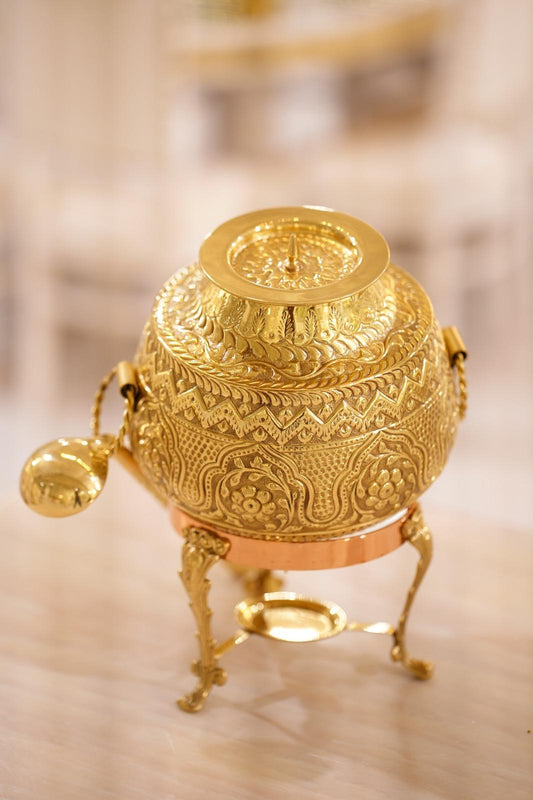 8L Pure Brass Degh* with *Brass Spoon included* Gold